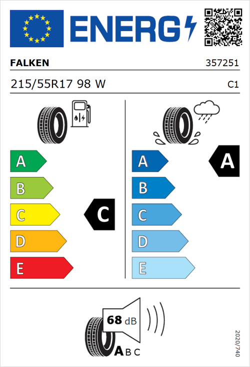 Tyre Label for Falken Ziex ZE320 215/55R17 98W