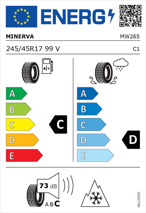 Tyre Label for Minerva S210 245/45R17 99V